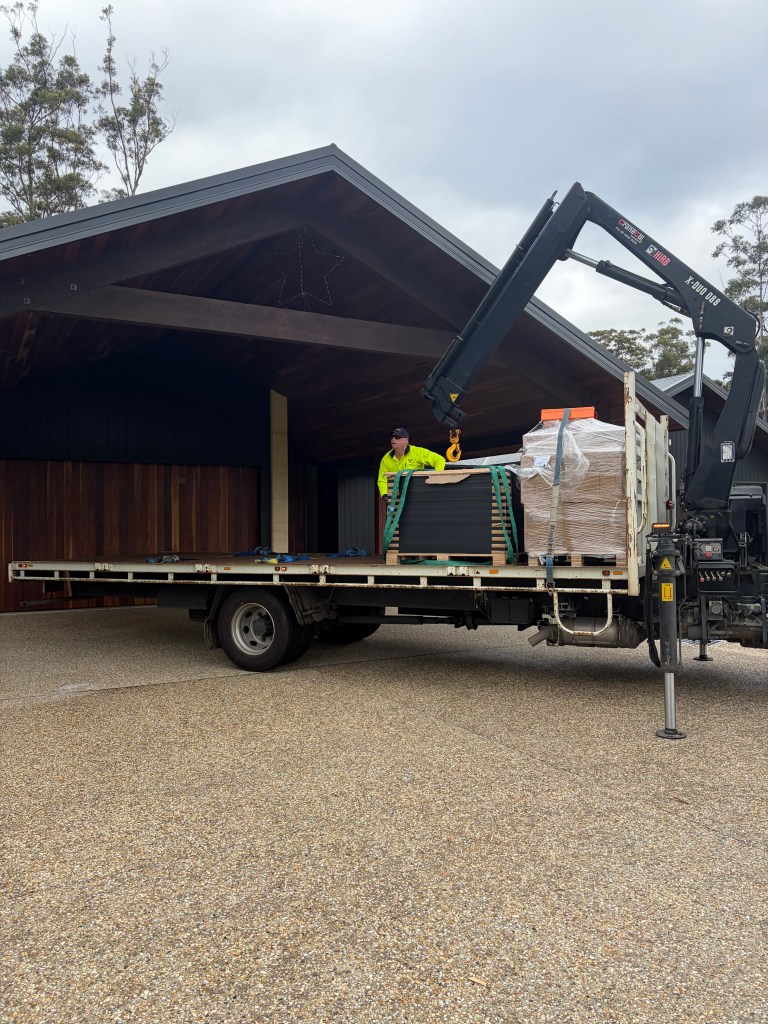Delivery of solar equipment for 26 kW solar and 36 kWh Sigenergy battery project in Ulladulla NSW